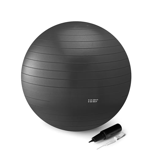 Amazon Basics Anti-Burst Exercise Ball with Pump, 23-26" Diameter, Black