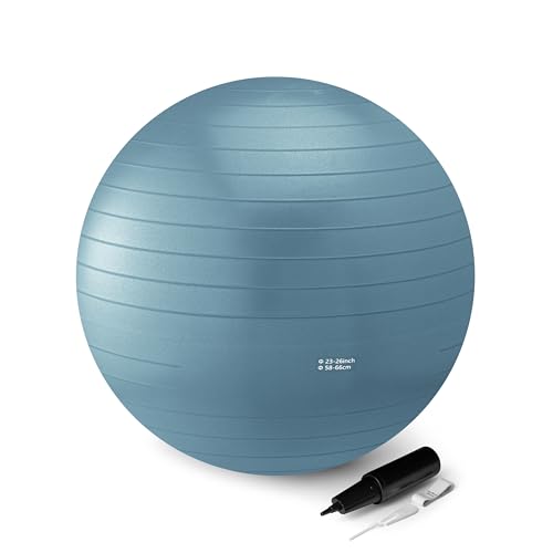 Amazon Basics Anti-Burst Exercise Ball with Pump, 23-26" Diameter, Aqua