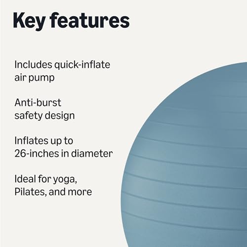 Amazon Basics Anti-Burst Exercise Ball with Pump, 23-26" Diameter, Aqua
