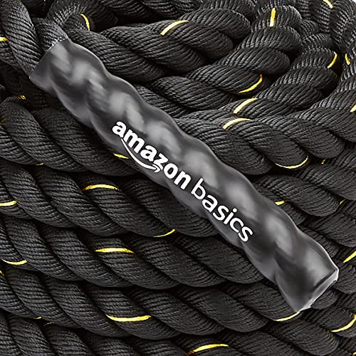 Amazon Basics Battle Rope for Home Gym Workout, Exercise Training Equipment, 1.5 Inch x 30 Feet, Black