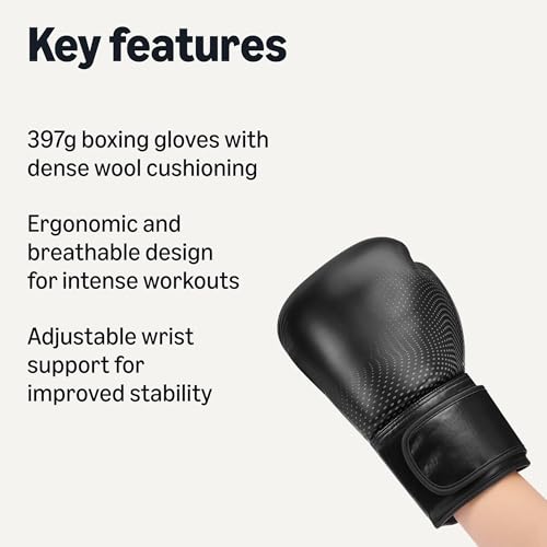 Amazon Basics Boxing Gloves for Men & Women, 14 oz, Breathable Design with Dense Wool Cushioning, Adjustable Wrist Support, Sparring, Training, Muay Thai, Kickboxing, MMA view 2