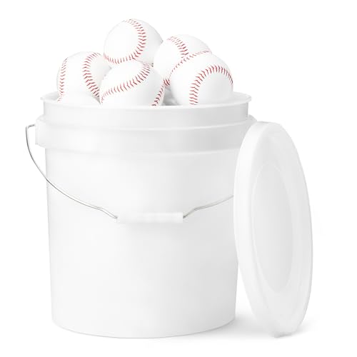 Amazon Basics Bucket of Practice Baseballs, 24 Count, Regulation Size 9-inch, Youth League