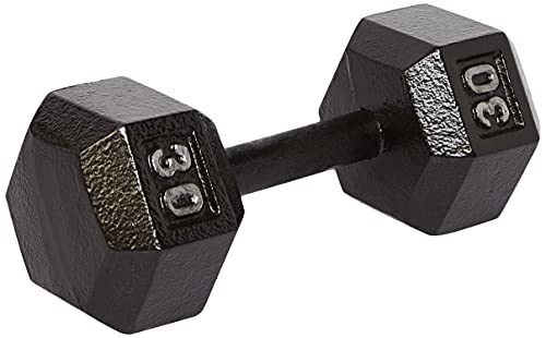 Amazon Basics Cast Iron Hex Dumbbell Weight, 13.4 x 5.8 x 5 Inches, 40 pounds, Black