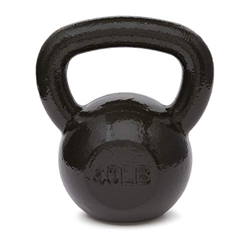 Amazon Basics Cast Iron Kettlebell for Strength Training, Wide Handle, 40 Pounds, Black view 2