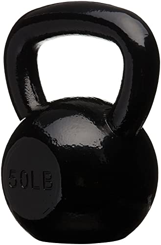 Amazon Basics Enamel Cast Iron Kettlebell - 50 Pounds, Black