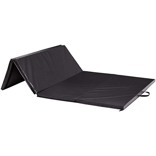 Amazon Basics EVA Foam Gymnastics Exercise Vinyl Mat - 4 x 10 Feet, Black