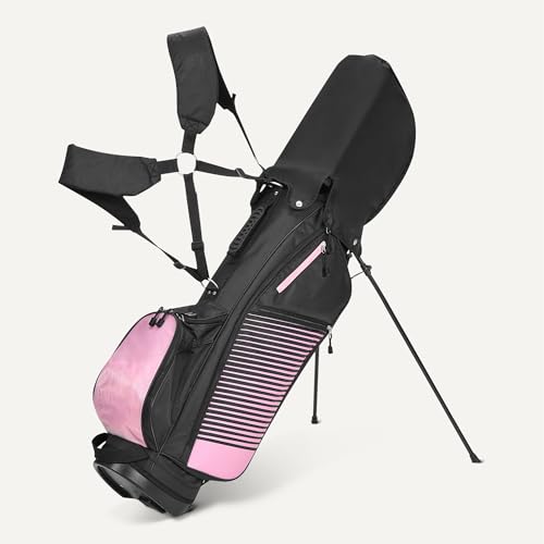 Amazon Basics Golf Club Set, 6- Piece with Stand Bag, Oversized Clubface, Low Center of Gravity, Right Handed, Pink/Black view 3