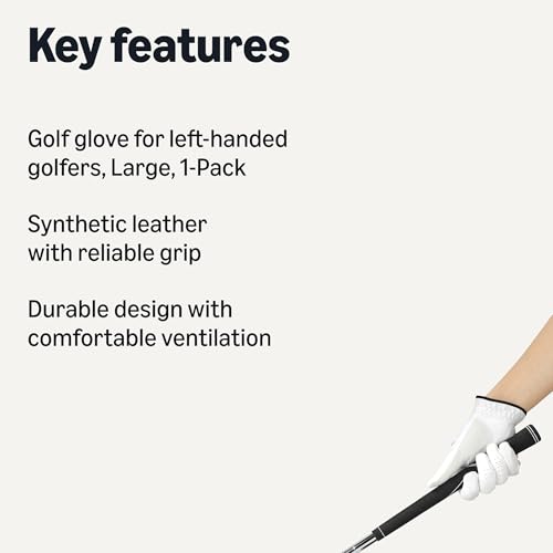 Amazon Basics Golf Gloves, Men Left Handed Golfer, Large, 2-Pack view 2