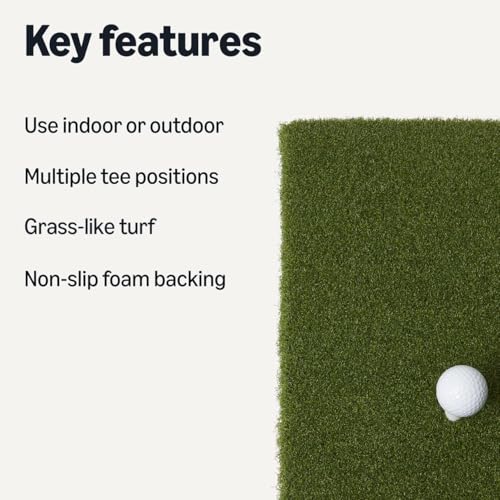 Amazon Basics Golf Hitting Practice Mat with Multiple Tee Positions, 5' x 4'