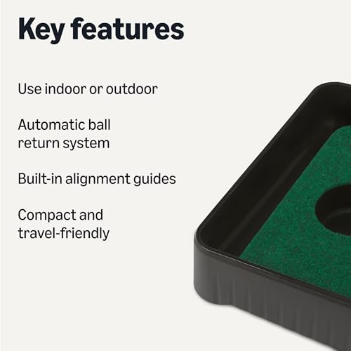 Amazon Basics Golf Putting Mat with Auto Ball Return, Built-in Alignment Guides, Portable Golf Putting Mat, 109" x 14.4" view 2