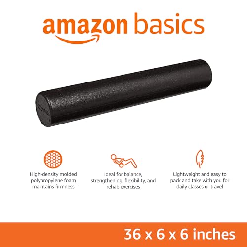 Amazon Basics High Density Foam Roller for Exercise and Recovery, 36 Inches, Black