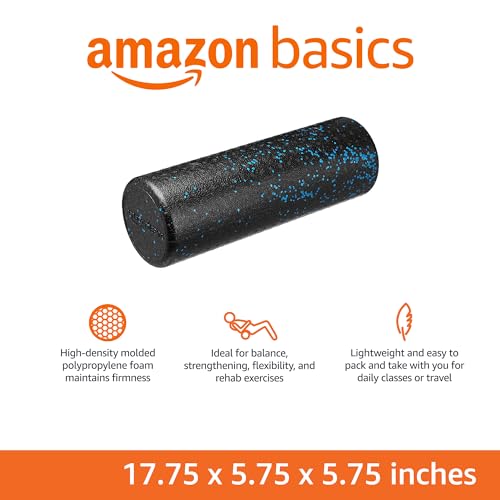 Amazon Basics High Density Foam Roller for Exercise and Recovery, 18 Inches, Blue Speckled