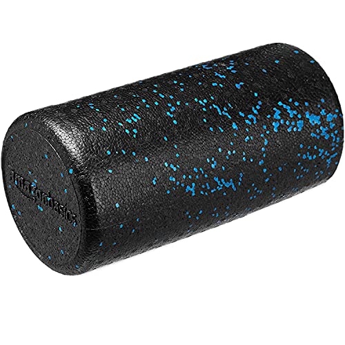 Amazon Basics High-Density Round Foam Roller for Exercise and Recovery - 12-Inch, Blue Speckled