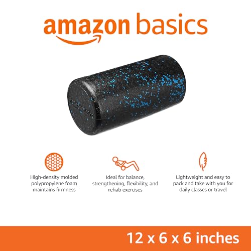 Amazon Basics High-Density Round Foam Roller for Exercise and Recovery - 12-Inch, Blue Speckled view 2