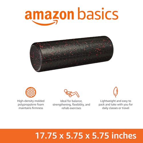 Amazon Basics High-Density Round Foam Roller for Exercise and Recovery - 18-inch, Red Speckled view 2