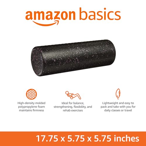 Amazon Basics High-Density Round Foam Roller for Exercise and Recovery - 18-inch, Purple Speckled view 2