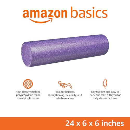 Amazon Basics High-Density Round Foam Roller for Exercise and Recovery - 24-inch, Purple view 2