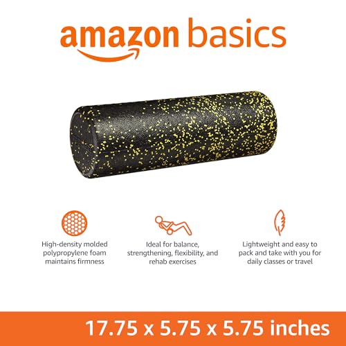 Amazon Basics High-Density Round Foam Roller for Exercise and Recovery - 18-inch, Yellow Speckled