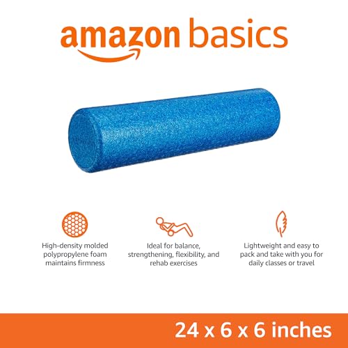 Amazon Basics High-Density Round Foam Roller for Exercise and Recovery - 24-inch, Blue view 2