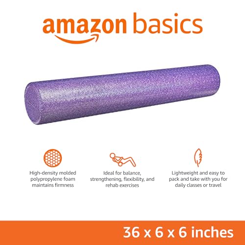 Amazon Basics High-Density Round Foam Roller for Exercise and Recovery - 36-inch, Purple view 2