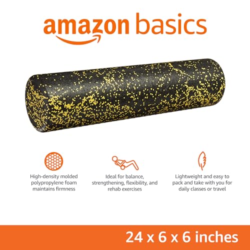 Amazon Basics High-Density Round Foam Roller for Exercise and Recovery - 24-Inch, Yellow Speckled view 2
