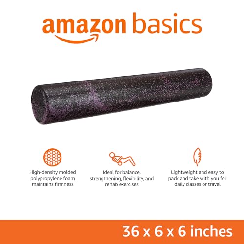 Amazon Basics High-Density Round Foam Roller for Exercise and Recovery - 36-inch, Purple Speckled view 2