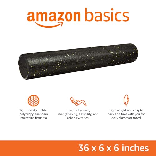 Amazon Basics High-Density Round Foam Roller for Exercise and Recovery - 36-Inch, Yellow Speckled view 2