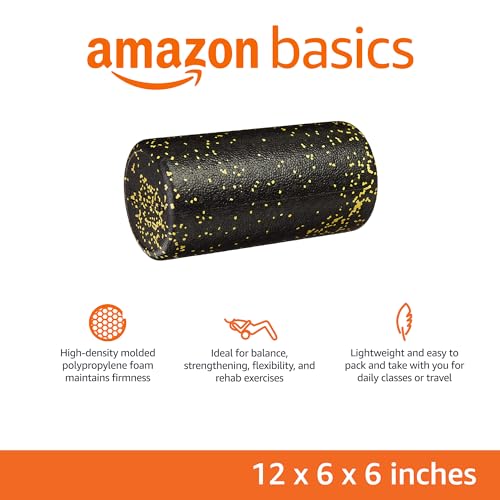 Amazon Basics High-Density Round Foam Roller for Exercise and Recovery - 12-inch, Yellow Speckled view 2