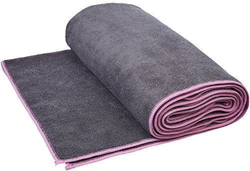 Amazon Basics Hot Yoga Mat Towel - 72 x 24 Inches, Grey and Pink
