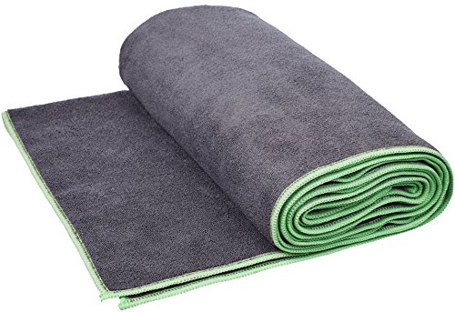 Amazon Basics Hot Yoga Mat Towel - 72 x 24 Inches, Grey and Green