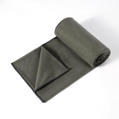 Amazon Basics Hot Yoga Mat Towel, Soft Microfiber, Non-Slip, Absorbent, 74" x 24", Gray