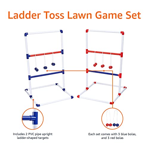 Amazon Basics Ladder Toss Game Set, Red/Blue