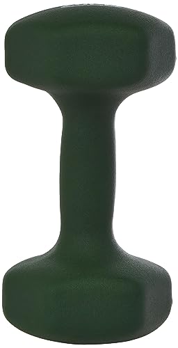 Amazon Basics Neoprene Coated Hexagonal Dumbbell Hand Weights for Workout, 20 Pounds, Pair, Dark Green view 2