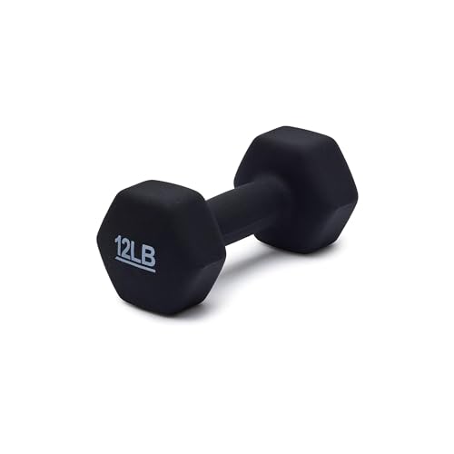 Amazon Basics Neoprene Dumbbell Hand Weights, 12 Pounds, Pair, Black