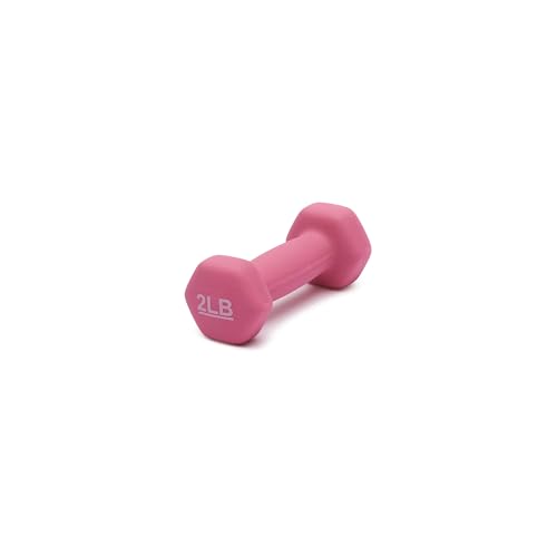 Amazon Basics Neoprene Dumbbell Hand Weights, 2 Pounds, Pair, Pink
