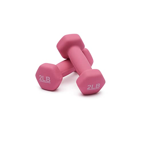 Amazon Basics Neoprene Dumbbell Hand Weights, 2 Pounds, Pair, Pink