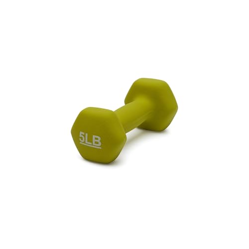 Amazon Basics Neoprene Dumbbell Hand Weights, 5 Pounds, Pair, Green