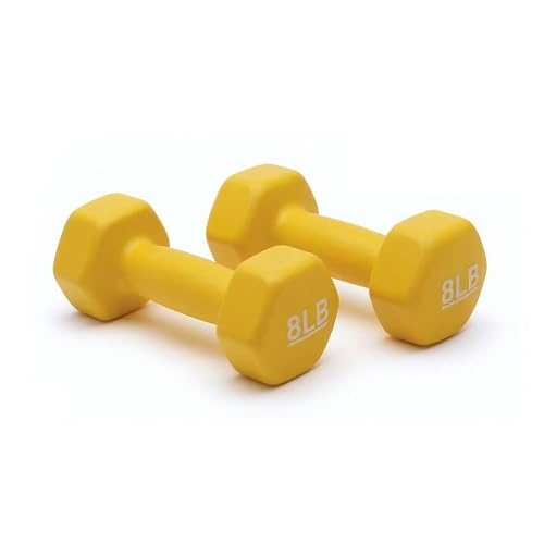 Amazon Basics Neoprene Dumbbell Hand Weights, 8 Pounds, Pair, Yellow
