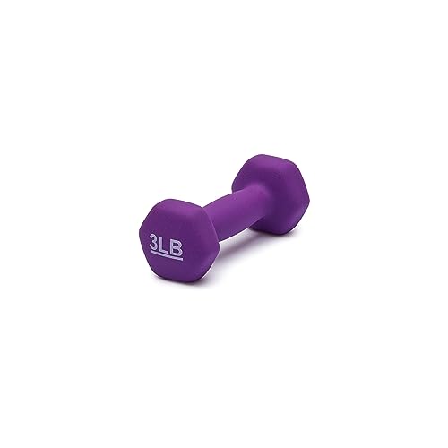 Amazon Basics Neoprene Dumbbell Hand Weights, Easy to Grip, 3 Pounds, Purple, Pair view 2