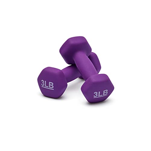 Amazon Basics Neoprene Dumbbell Hand Weights, Easy to Grip, 3 Pounds, Purple, Pair view 3