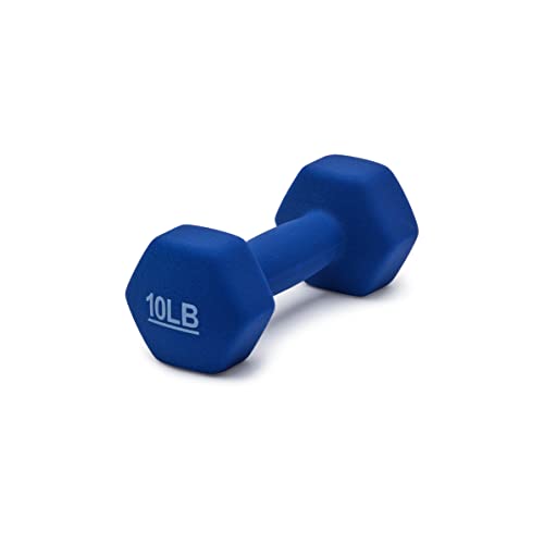Amazon Basics Neoprene Dumbbell Hand Weights for Workout and Strength Training, Hexagon Shape, 10 Pound, Pair, Navy Blue view 2