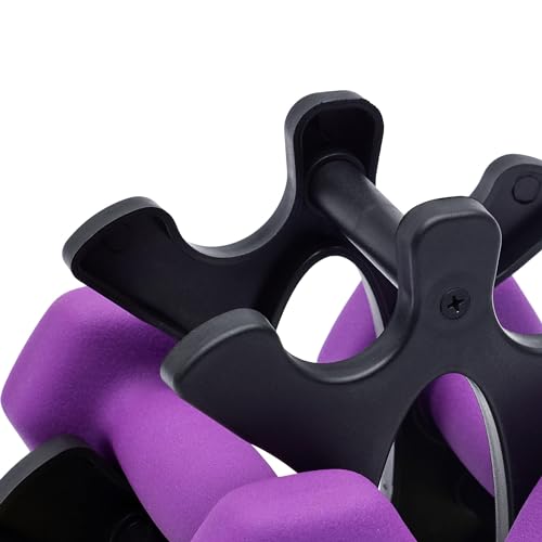 Amazon Basics Neoprene Dumbbell Hand Weights with Stand, Rack with 3 Pairs (2, 3, and 5 pound), Non-Slip Hexagon, Pink/Purple/Green view 3