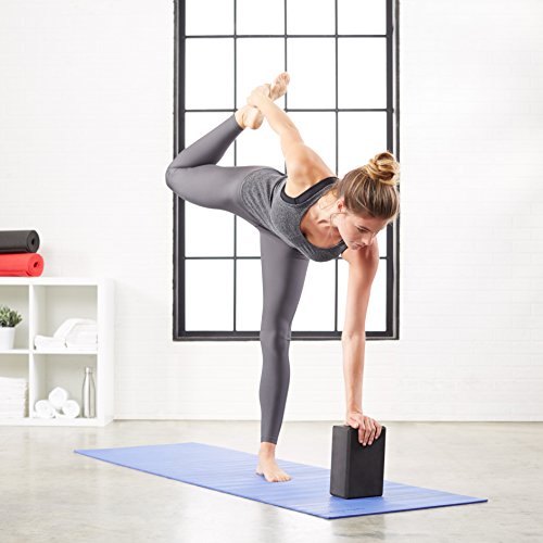 Amazon Basics Non-Slip Yoga Blocks, Set of 2, Deepen Poses, 4" x 9" x 6", Black view 3