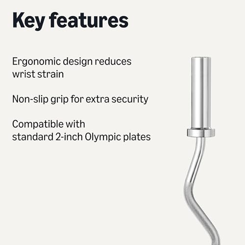 Amazon Basics Olympic 2-Inch Curl Barbell Bar, 47 Inches, Chrome view 2