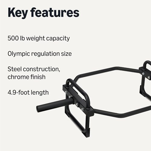 Amazon Basics Olympic Deadlift Hex Trap Bar, 2" Diameter, 500 lb Weight Capacity view 2