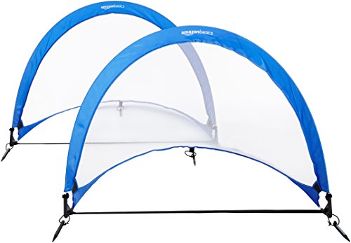 Amazon Basics Pop-Up Soccer Goal Net Set with Carrying Case - 4 feet, Pack of 2, Blue