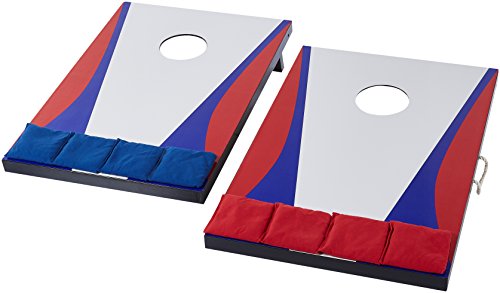 Amazon Basics Portable Cornhole Set, Outdoor Game Bean Bag Toss with Carrying Case, Blue/Red view 2