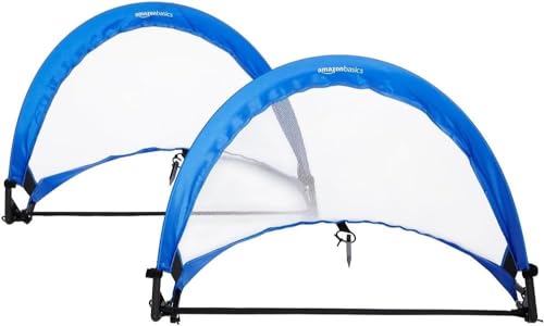 Amazon Basics Portable Pop Up Soccer Goal Set, 2.5 Feet, Blue