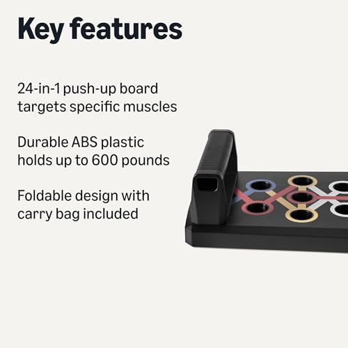Amazon Basics Push Up Board, Black, 24-in-1 – Multi-Position Training System for Upper Body Strength & Muscle Building – Portable Home Gym Equipment view 2