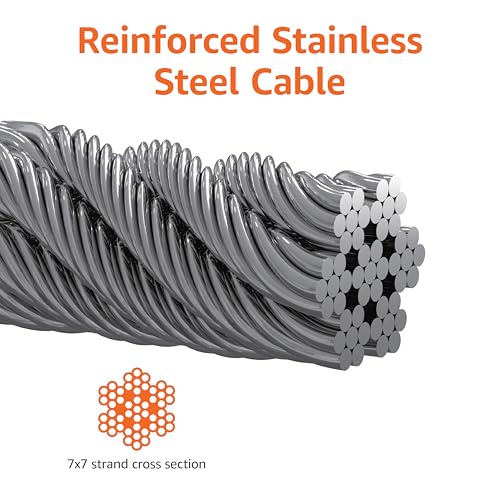 Amazon Basics Rust-Free Steel Wire Tie-Out Cable for Large Dogs up to 90 lbs, Dog Leash Run Tether, 25 feet, White view 3